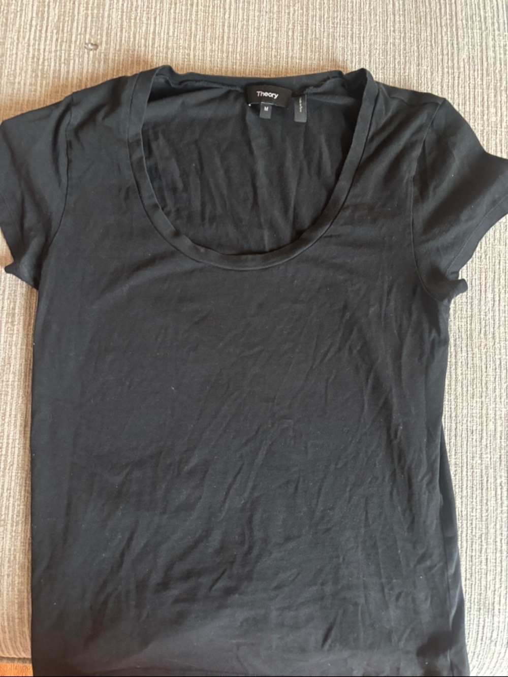 Theory Black Scoop Neck Short Sleeve Tee